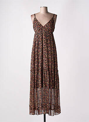 Robe longue manches bretelles ajustables fines bretelles noir GRACE & MILA femme