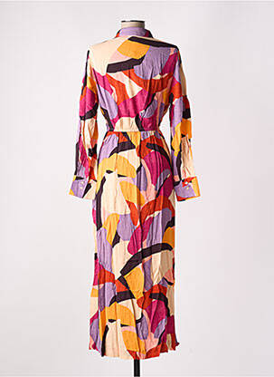 Robe longue tissage popeline manches longues orange GRACE & MILA femme