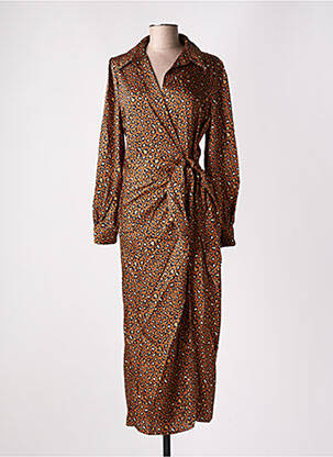 Robe longue manches longues manches longues marron KILKY femme