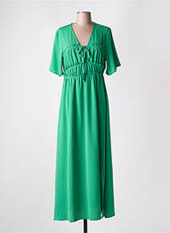 Robe longue manches courtes manches courtes vert KILKY femme