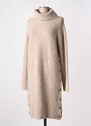 Robe pull tissage chiné manches longues marron KILKY femme