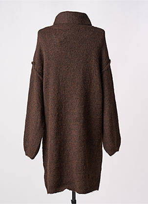Robe pull tissage chiné manches longues marron KILKY femme