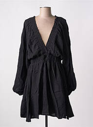 Robe mi-longue manches longues manches longues noir KILKY femme