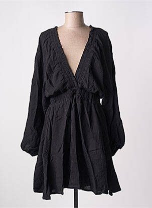 Robe mi-longue manches longues manches longues noir KILKY femme