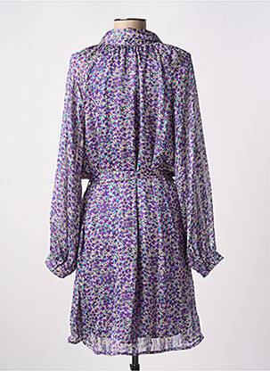 Robe courte coupe fluide manches longues violet KILKY femme