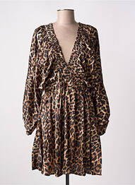 Robe courte manches longues manches longues marron KILKY femme