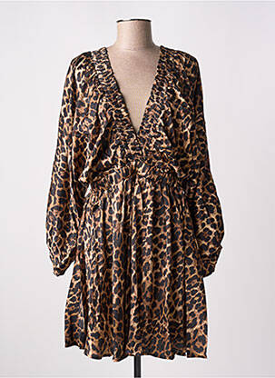 Robe courte manches longues manches longues marron KILKY femme
