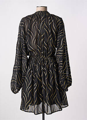Robe mi-longue tissage crêpe manches longues noir KILKY femme
