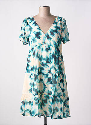Robe courte manches courtes manches courtes vert GRACE & MILA femme