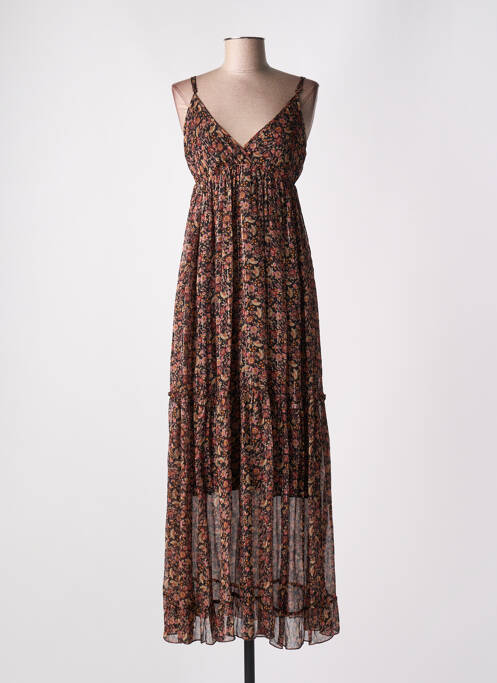 Robe longue manches bretelles ajustables fines bretelles noir GRACE & MILA femme