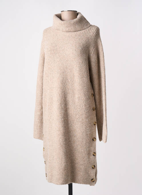 Robe pull tissage chiné manches longues marron KILKY femme