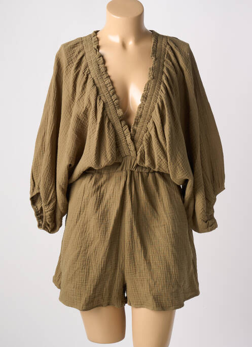 Combishort coupe cintrée manches 3/4 vert KILKY femme