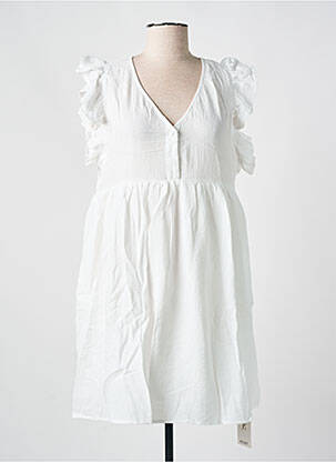 Robe courte coupe évasée manches courtes blanc KILKY femme