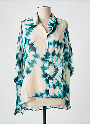 Chemisier tissage crêpe manches 3/4 vert GRACE & MILA femme