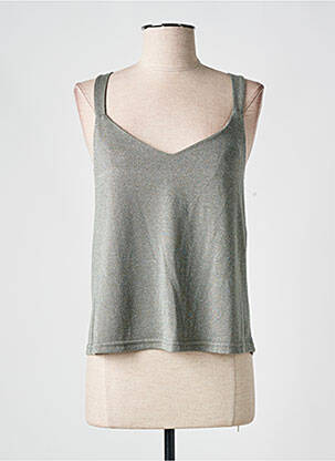 Top col v fines bretelles gris GRACE & MILA femme