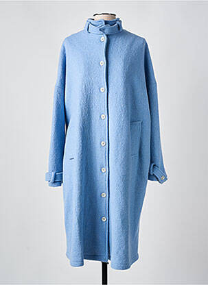 Manteau long coupe droite sans capuche bleu ANNAHPA femme