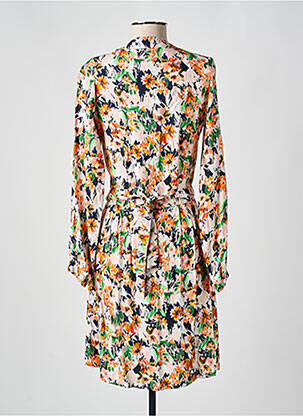 Robe mi-longue imprimé fleurs manches longues orange ANNAHPA femme