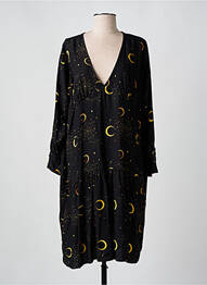 Robe mi-longue coupe fluide manches longues noir ANNAHPA femme