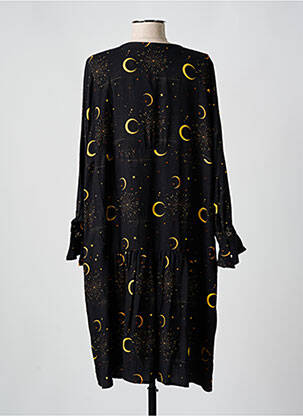 Robe mi-longue coupe fluide manches longues noir ANNAHPA femme