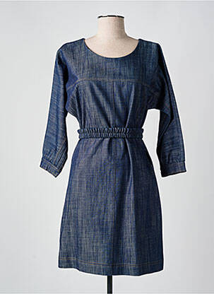 Robe courte fermeture zippée au dos manches longues bleu ANNAHPA femme