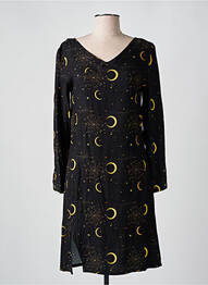 Robe mi-longue imprimé fantaisie manches longues noir ANNAHPA femme