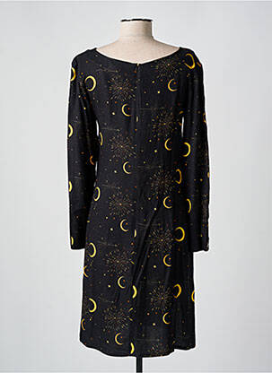 Robe mi-longue imprimé fantaisie manches longues noir ANNAHPA femme