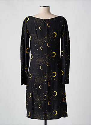 Robe mi-longue imprimé fantaisie manches longues noir ANNAHPA femme