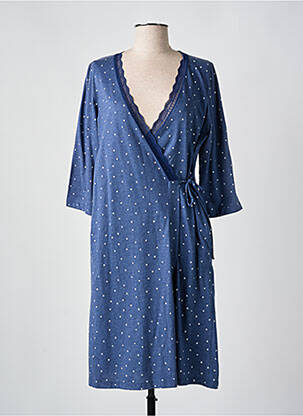 Robe de chambre col cache-coeur bleu SENORETTA femme