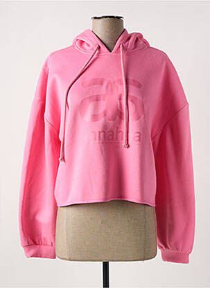 Sweat-shirt à capuche col v manches longues rose ANNAHPA femme