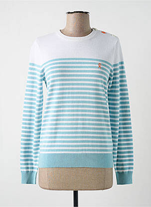 Pull coupe cintrée manches longues bleu VICOMTEA femme