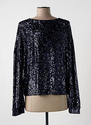 Top col rond manches longues bleu ANNAHPA femme