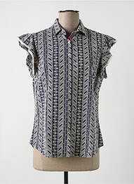Chemisier manches courtes manches courtes bleu GUAPA COLLECTION femme