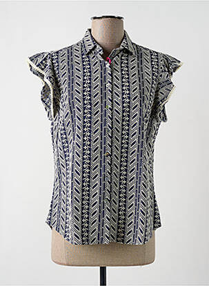 Chemisier manches courtes manches courtes bleu GUAPA COLLECTION femme