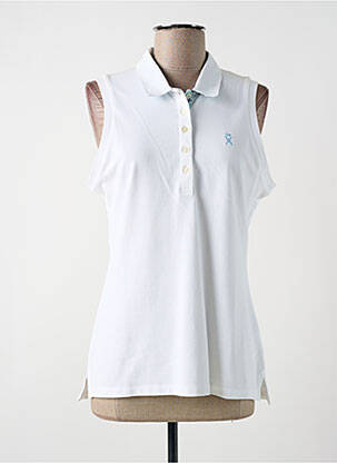 Polo fermeture boutonnée sur le devant sans manche blanc VICOMTEA femme