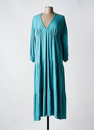 Robe longue manches longues manches longues vert ANNAHPA femme