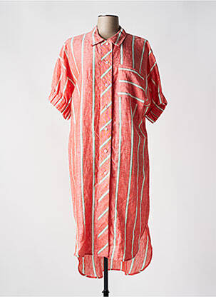 Robe mi-longue tissage crêpe manches courtes rouge ANNAHPA femme