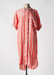 Robe mi-longue tissage crêpe manches courtes rouge ANNAHPA femme