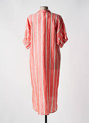Robe mi-longue tissage crêpe manches courtes rouge ANNAHPA femme