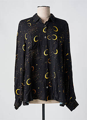 Chemisier tissage crêpe manches longues noir ANNAHPA femme