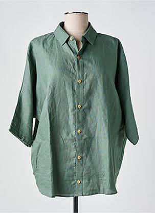 Chemisier tissage crêpe manches 3/4 vert LA GENTLE FACTORY femme