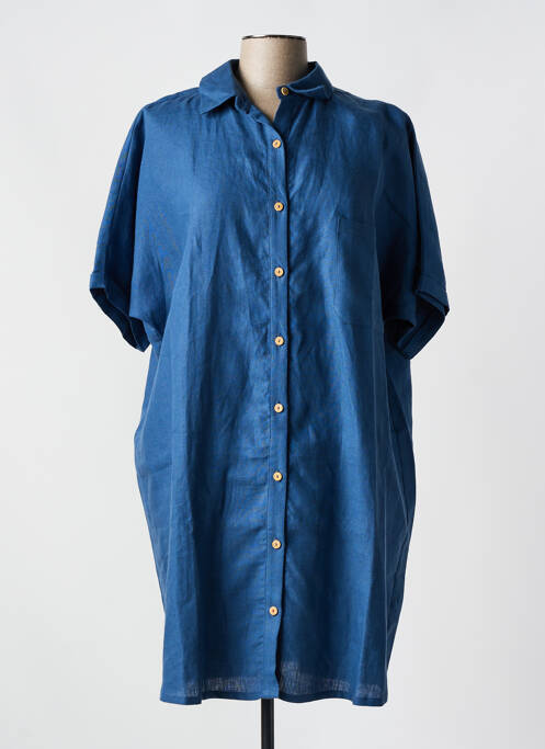Robe courte manches courtes manches courtes bleu LA GENTLE FACTORY femme