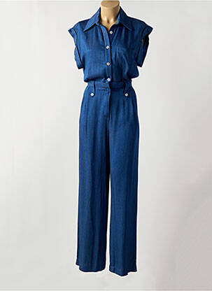Combi-pantalon poches manches courtes bleu ANNAHPA femme
