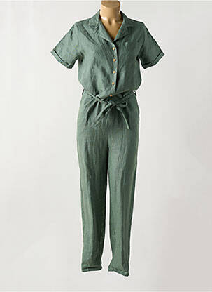 Combi-pantalon fermeture boutonnée sur le devant manches courtes vert LA GENTLE FACTORY femme