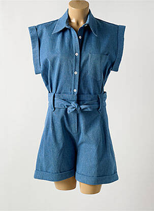 Combishort poches manches courtes bleu ANNAHPA femme