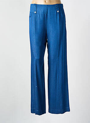 Pantalon large fermeture zip latéral taille haute bleu ANNAHPA femme