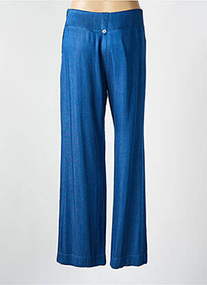 Pantalon large fermeture zip latéral taille haute bleu ANNAHPA femme