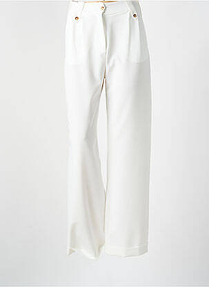 Pantalon large fermeture zippée sous rabat boutonné taille haute beige ANNAHPA femme