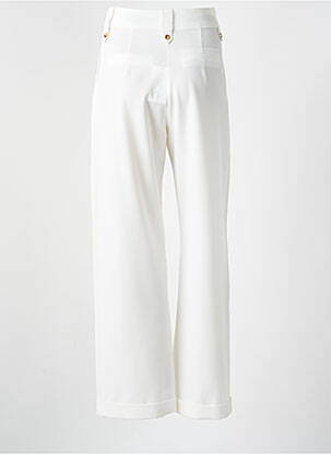 Pantalon large fermeture zippée sous rabat boutonné taille haute beige ANNAHPA femme