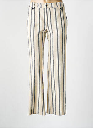 Pantalon droit tissage crêpe taille haute beige ANNAHPA femme