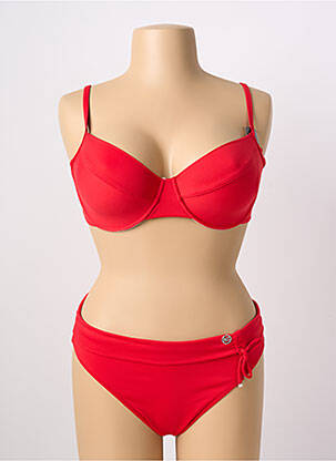 Maillot de bain 2 pièces stretch haut soutien-gorge balconnet rouge SUN PLAYA femme